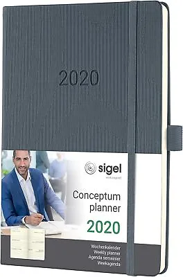 SIGEL C2066 Weekly Diary 2020 Approx. A5 Hardcover Dark Grey - Conceptum • £6.85