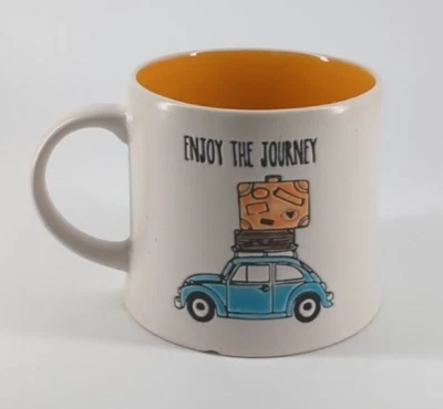 $10.33 • Buy I Love It Mug Enjoy The Journey Coffee Tea Cup Embossed VW Bug Luggage Travel