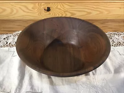 Vintage MCM Burl Walnut Salad Serving Bowl Numbered 6  5 Billings Missouri 9” • $40