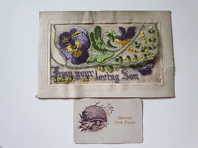 WW1 Woven Silk Postcard - From Your Loving Son. H • £3.99