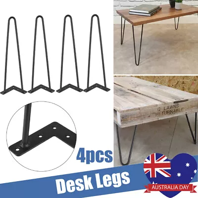 16inch Solid Iron Coffee Table Metal Hairpin Legs Bar Black Set Of 4 Desk Legs • $29.35