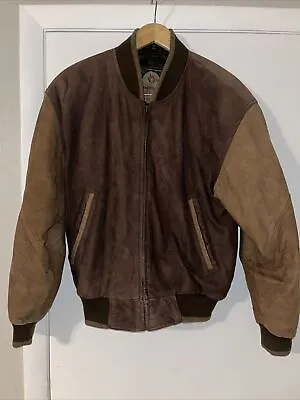 Vintage MEMBERS ONLY Brown Genuine Leather Varsity Jacket Size Small Lined • $45