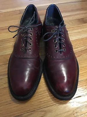 French Shriner Mens Shoes-Saddle Shoes-Maroon-10A-Vintage • $19