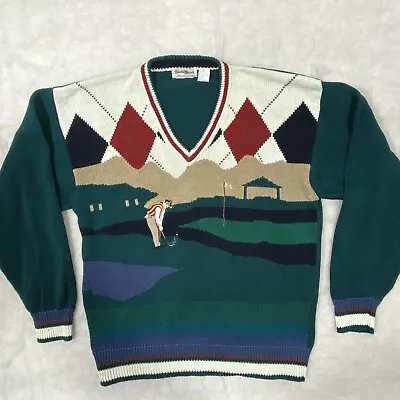 Vintage North Wales Golf Sweater Men’s Size XL V-Neck Argyle Pullover • $24.95