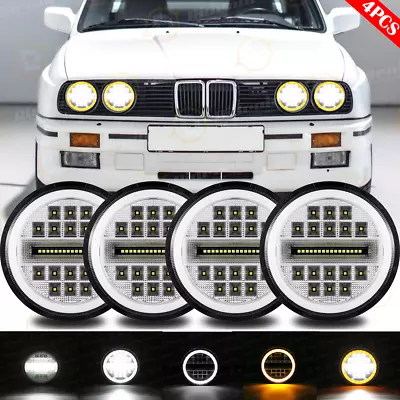 4PCS 5-3/4 5.75  LED Headlights Hi/Lo Beam Amber DRL For BMW 325i 528i 535i E30 • $99.99