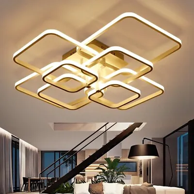 Large Square LED Ceiling Light Modern Chandelier Living Room Pendant Wall Lamps • £84.99