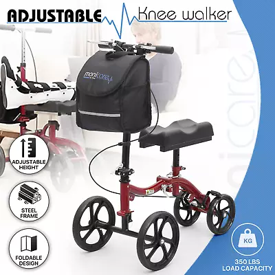 Folding Steerable Medical Scooter[DUAL BRAKING]Adjustable Knee Walker W/10 Wheel • $139.99