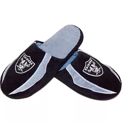 Unisex Forever Collectibles Oakland Las Vegas Raiders NFL Fuzzy Slippers M 6 L 8 • $24.99