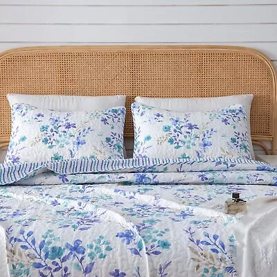 Great Bay HOME April Morning Collection 3 Piece Quilt Set With Shams. Reversible • $125.65