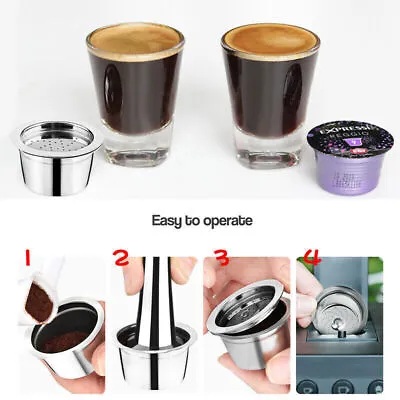 Reusable Stainless Steel Coffee Shell Capsule Filter Pod Kit For K Fee Machine • £14.57