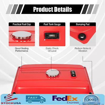 Universal 5 Gallon Generator Fuel Tank Gas Tank Generator Petcock Red 18.9 L • $31.35