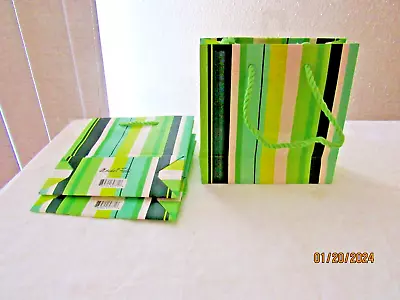 3)  VTG  8.5 X 5 X 3''  Marshall Field's Mini Green Striped Paper Bag Gift  NEW • $17.99