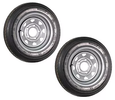 2-Pk 480-12 4.80-12 Trailer Tire On Silver Spoke 5 Lug 4.5 Inch Center Wheel LRC • $124.97