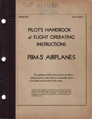 1944 Martin Pbm-5 Mariner Flying Boat Pilots Flight Manual Aircraft Handbook-cd • $24.99