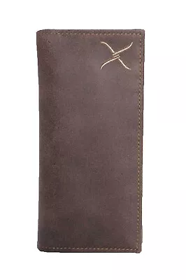 Twisted X Mens Soft Distressed Leather Rodeo Checkbook Wallet (Brown) • $39.99