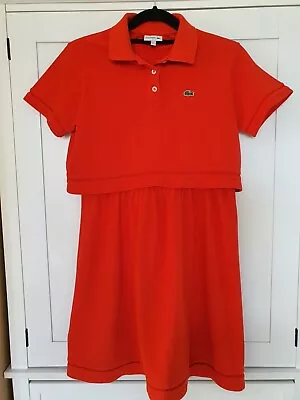 LACOSTE GIRLS DRESS  AGE 12  Pit To Pit  17  Red  Short Sleeve  • £11.99