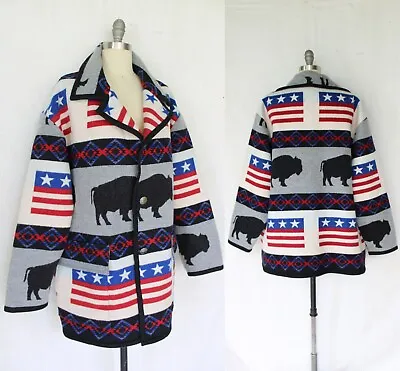 Pendleton Home Of The Free Flag Buffalo Blanket Aztec Tribal Wool Jacket Coat • £346.72