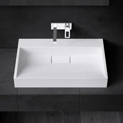 £76.85 • Buy Bathroom Wash Basin Sink Stone Resin Mounted Countertop White No Hole 500x380mm