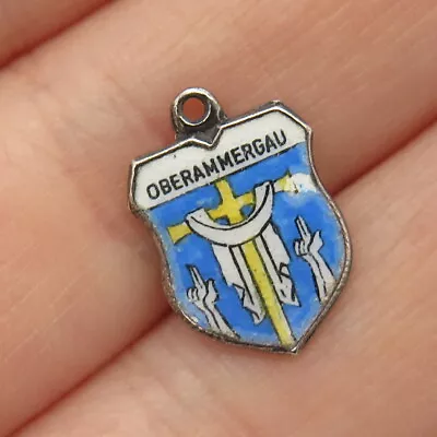 800 Silver Vintage REU Enamel  Oberammergau  Coat Of Arms Charm Pendant • $17.99