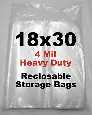 3 Reclosable Storage Bags 18''x 30'' Clear Zip Lock 4 MIL EXTRA LARGE • $9.65