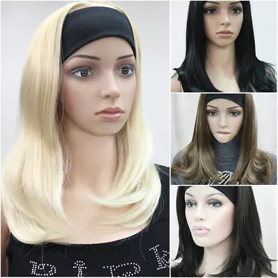 Women Straight Wig Ladies Daily 3/4 Headband Half Wig Natural Hair Cosplay Wig • $16.99