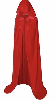 Unisex Adult Red Velvet Hooded Cloak Pagan/ Fancy Dress Cosplay • £5.99