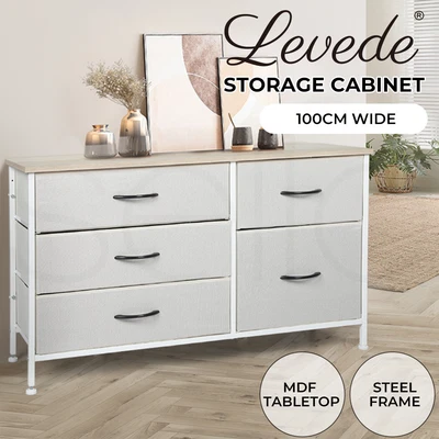 $99.99 • Buy Levede Storage Cabinet Tower Chest Of Drawers Dresser Tallboy 5 Drawer Beige
