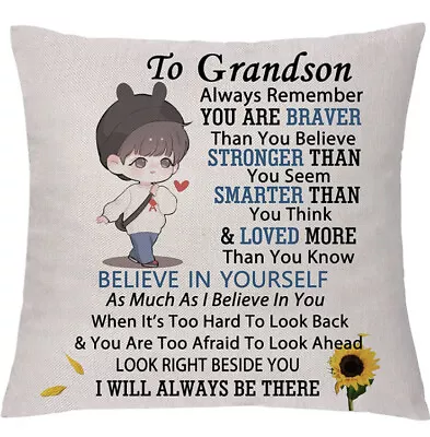 £3.50 • Buy Grandson Birthday Cushion Cover Gift Love Message