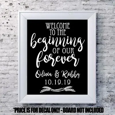 Custom Wedding Decal Welcome Scroll Personalized Sign Mirror Chalk Board Names • $10