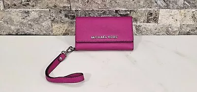 Michael Kors Fuchsia Saffiano Leather IPhone5 Case Wristlet Wallet 32F4SELL2L • $19.99