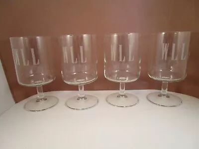 Vintage Monogram WLL Clear Glass Set Of 4 Water Goblet Wine Glasses • $39.99