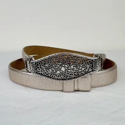 Chico's Vintage Intricate Buckle Metallic Leather Belt • $35