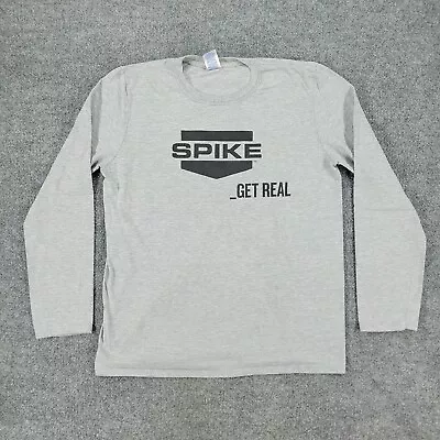 Spike TV Shirt Men's Medium Gray Get Real Graphic Tee Long Sleeve Crew Neck Logo • $6.99