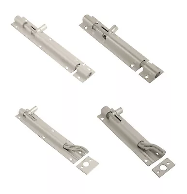 Satin Aluminium Barrel Bolt Cranked Necked Straight Slide SAA Door Lock Bolts • £3.49