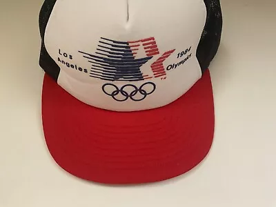 Vintage 1984 Olympics Los Angeles Cap Hat Mesh SnapBack Red White & Blue W/Rings • $19.95