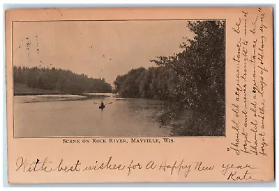 1905 Scene On Rock River Mayville Wisconsin WI Oak Center WI Antique Postcard • $14.98
