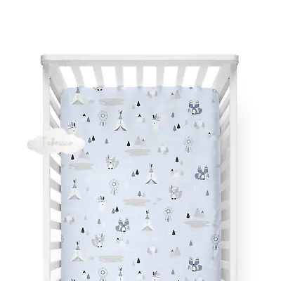 Baby  Boy Cot & Cot Bed Fitted Sheet 100% COTTON  Blue Nursery Adventure • £9.90