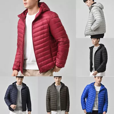 Men's 90% Duck Down Jacket Winter Ultralight Coat Hooded Puffer Packable Parka • $28.70