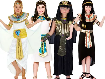 Girls Deluxe Egyptian Costume Childs Cleopatra Fancy Dress Kids Book Day 5-13 • $56.60