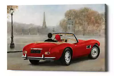 Epic Graffiti 'A Ride In Paris III Red Car' By Marco Fabiano Giclee Canvas Wall • $44.99