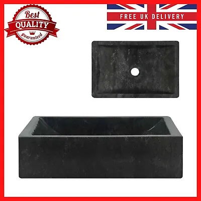 Countertop Basin Marble Bathroom Sink 45x30x12cm Natural Stone High Gloss Black • £96.66