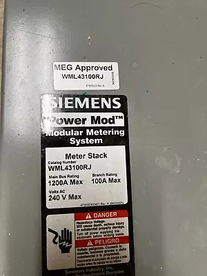 Siemens 4-Gang Meter Stack WML43100RJ Lever Bypass  Bus 1200a Branch 100A • $6500
