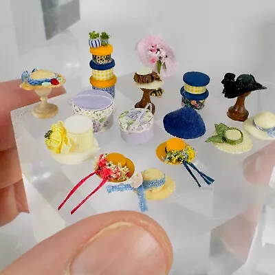 16 Pc Artisan Dollhouse Miniature Lot Super Small Scale Hats 87 • $17.50