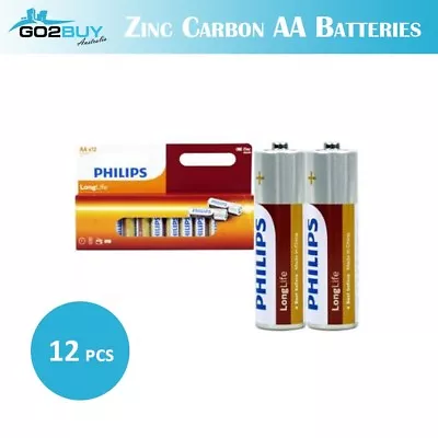 12PCS GENUINE Philips Long Life Zinc Carbon AA Battery Factory Sealed BULK LOT • $7.85