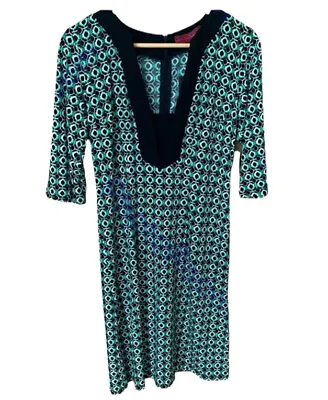 NWT Melissa Masse  Made To Measure  Black Dress With Jade Tile Print Size Small • $29.99