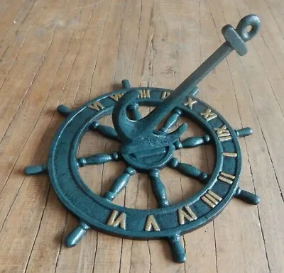 £19.99 • Buy Cast Iron Anchor Sundial Ships Wheel Garden Ornament Rustic Style Nautical 