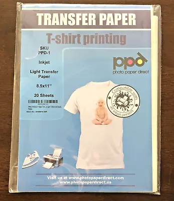 PPD T-shirt Printing Light Transfer Paper 8.5 X 11 All Inkjet Printer 20 Sheets • $11.99