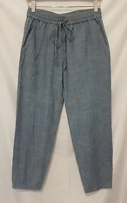 J Crew Factory Chambray Drawstring Pants C2363 Sz 2 Blue Cropped Lower Rise • $19.99