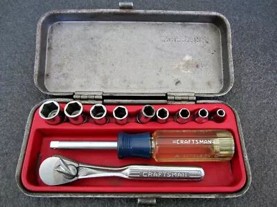 Vintage Craftsman 1/4  Drive SAE 11pc Socket Set Flying V Ratchet Made In USA • $54.95