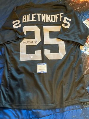 $99.99 • Buy FRED BILETNIKOFF Signed Oakland Raiders Black Custom Jersey  Beckett Witness COA